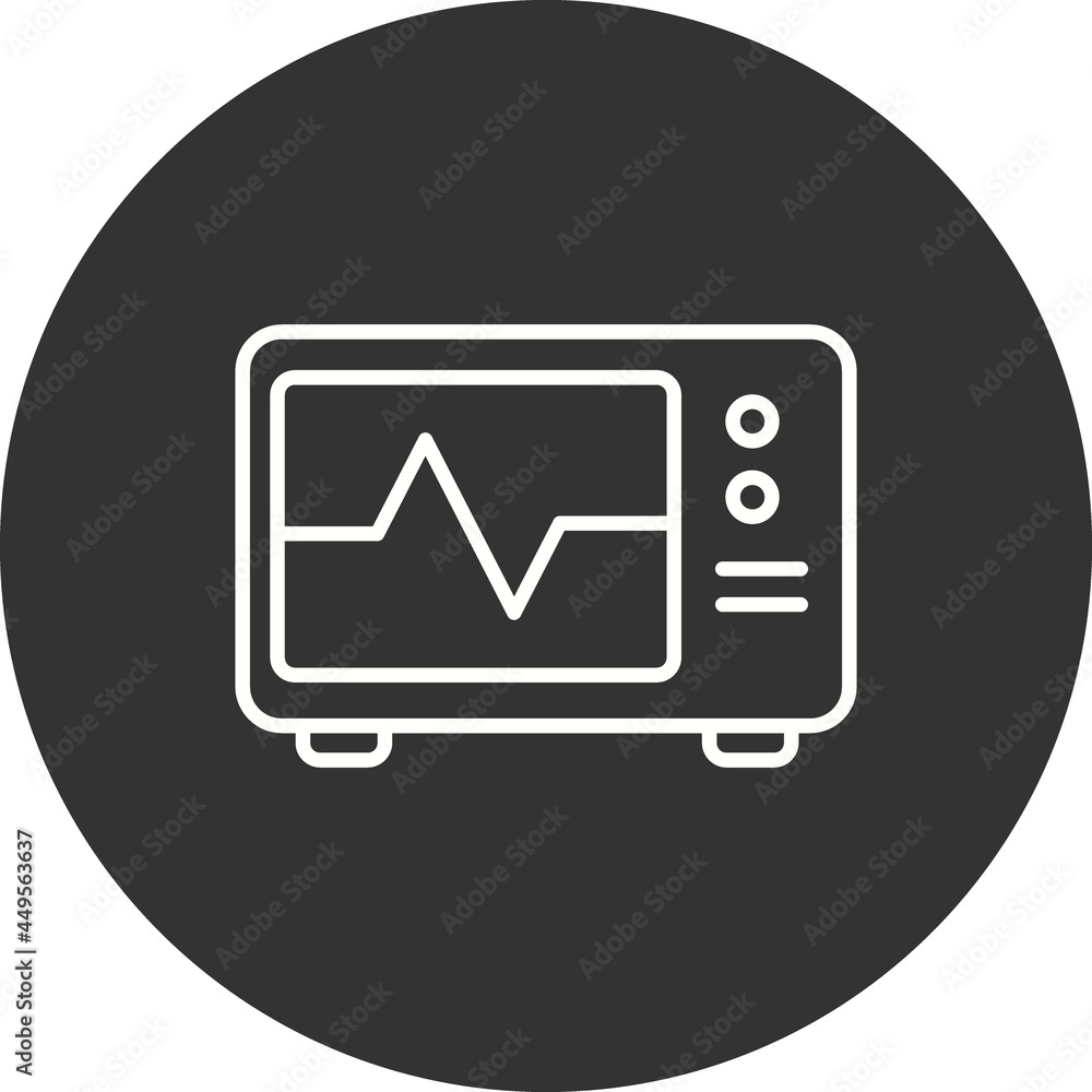 ECG Monitor Line Circle Inverted Vector Icon Design ECG Monitor Line Circle Inverted Vector Icon Design