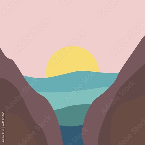 background abstraction. vector landscape. mountains and sea
