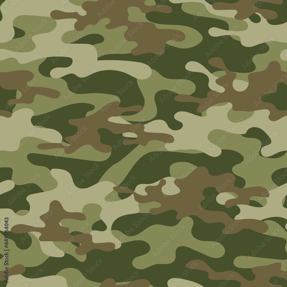 Fototapeta premium Camouflage texture seamless pattern with grid green. Abstract modern endless military bacnground for fabric and fashion textile print. Vector illustration.