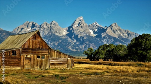 Grand Tetons Iconic View of Barn and Mountains © Pat