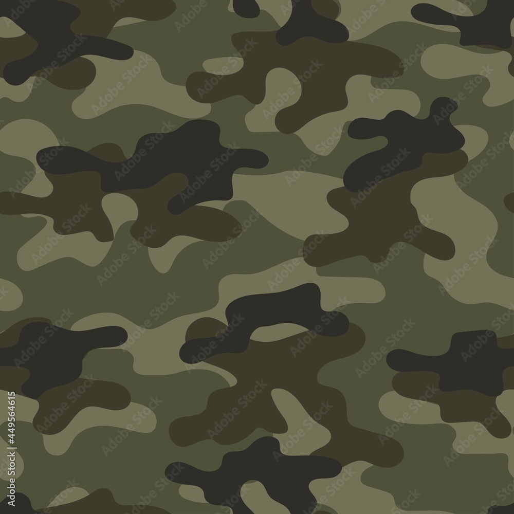 green Camouflage seamless pattern. Trendy style camo, repeat print. Vector illustration. Khaki texture, military army hunting green Camouflage seamless pattern. Trendy style camo, repeat print. Vector illustration. Khaki texture, military army hunting