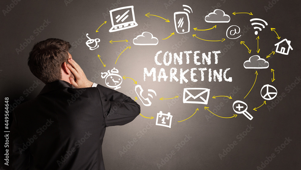 businessman drawing social media icons businessman drawing social media icons