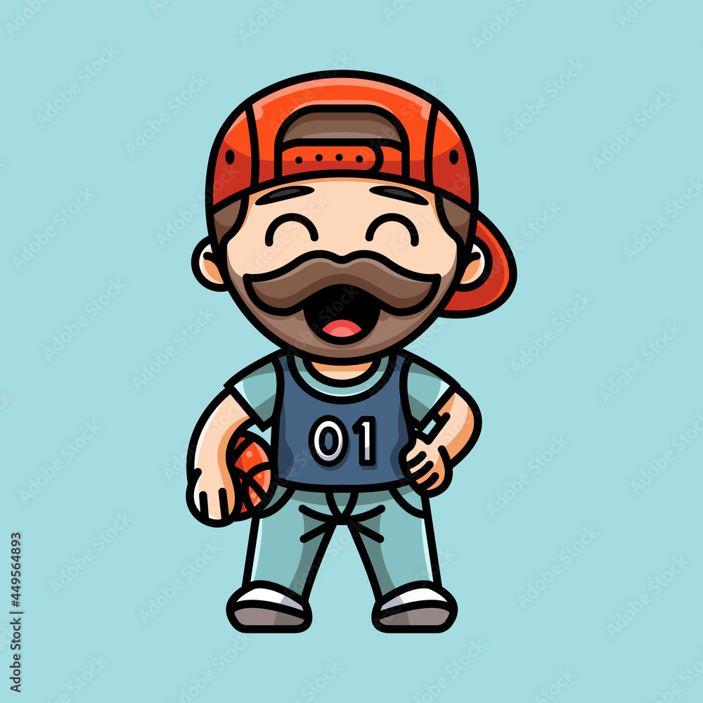 CUTE BASKETBALL PLAYER FOR CHARACTER, ICON, LOGO, STICKER AND ILLUSTRATION.