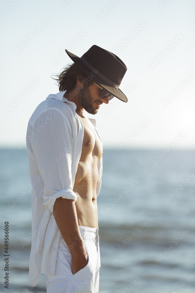Man on a Beach Summer Holiday Vacation Concept