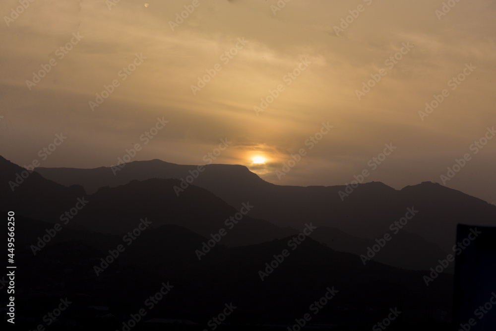 colorful sunrise on ibb mountains . beauty of sunrise 