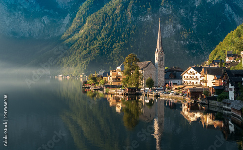 View of Hallstatt Austria early in the morning
