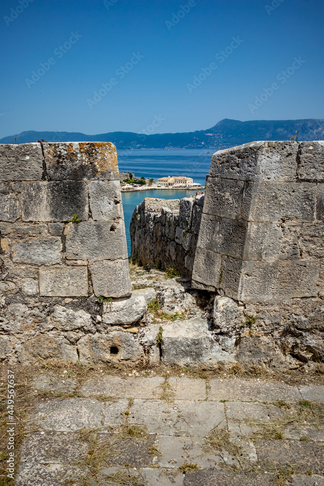 Sea view from the defensive walls of the castle of Corfu, Kerkira, Greece