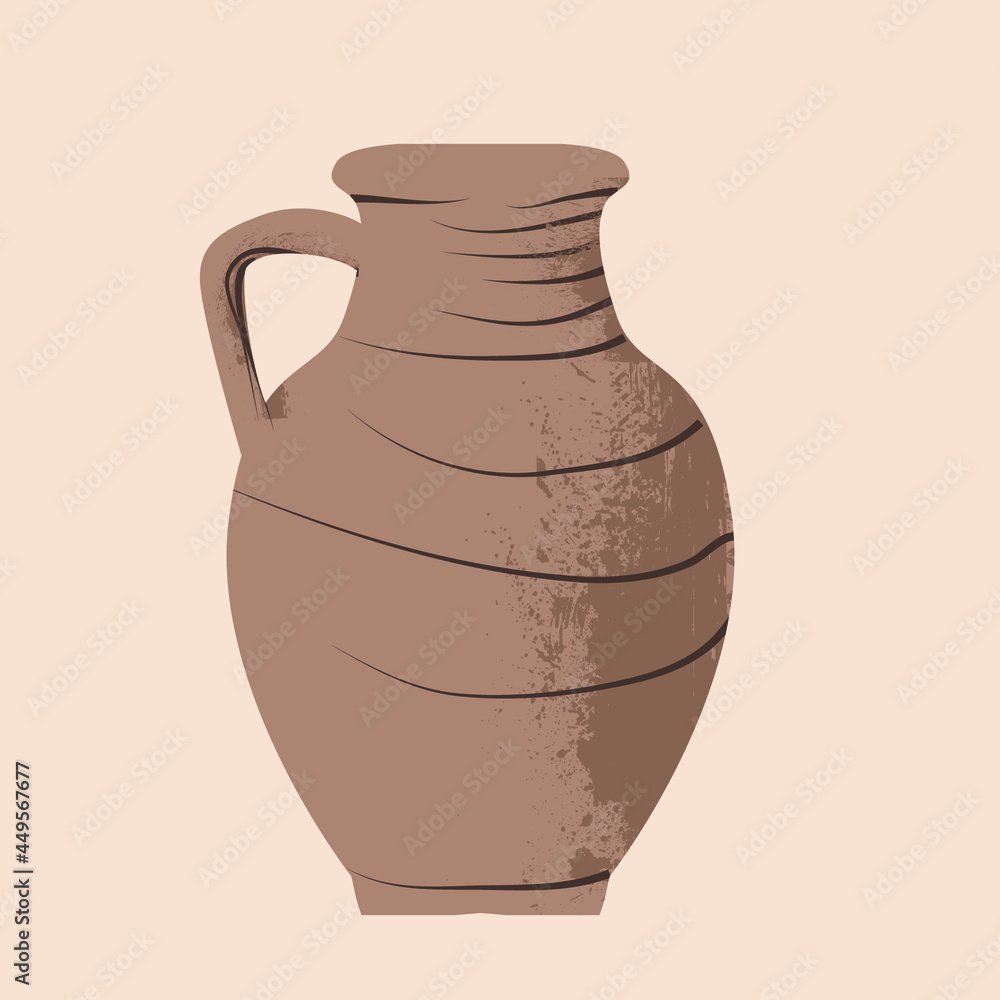  Hand made clay .pottery . Boho art style . Vector illustration