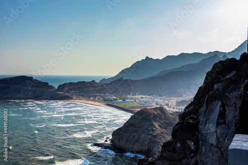Beautiful landscape view from the top of Sira Fortress in Aden, Yemen. The fort is located on Sira Island, a rocky and tall volcanic outcropping which dominates the old harbor of Aden. photo