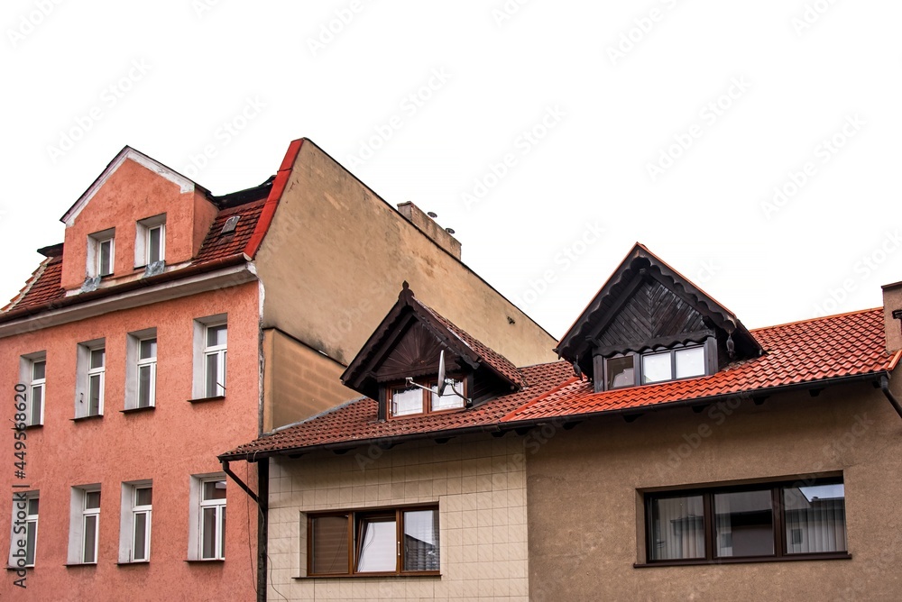 Houses of old Europe, on a white background