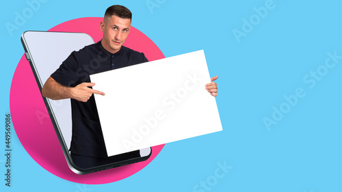 Man with blank banner. Art ...