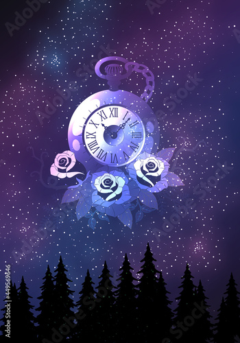 Pocket watch illustration space background cell phone wallpaper