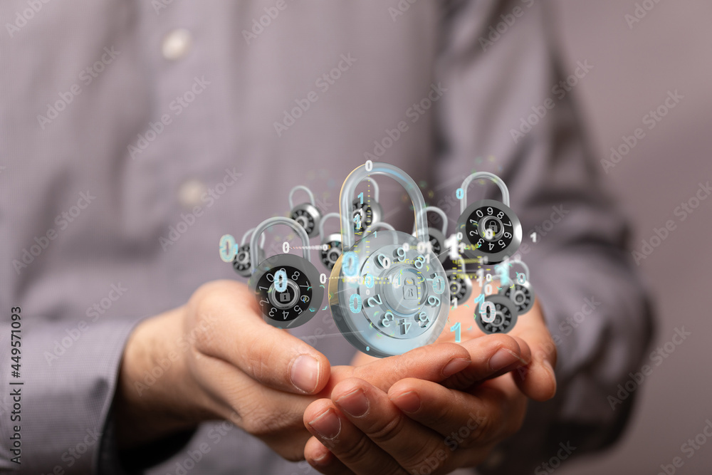 Security Shield concept, data protection. Shield with dots and lines connectio Security Shield concept, data protection. Shield with dots and lines connectio
