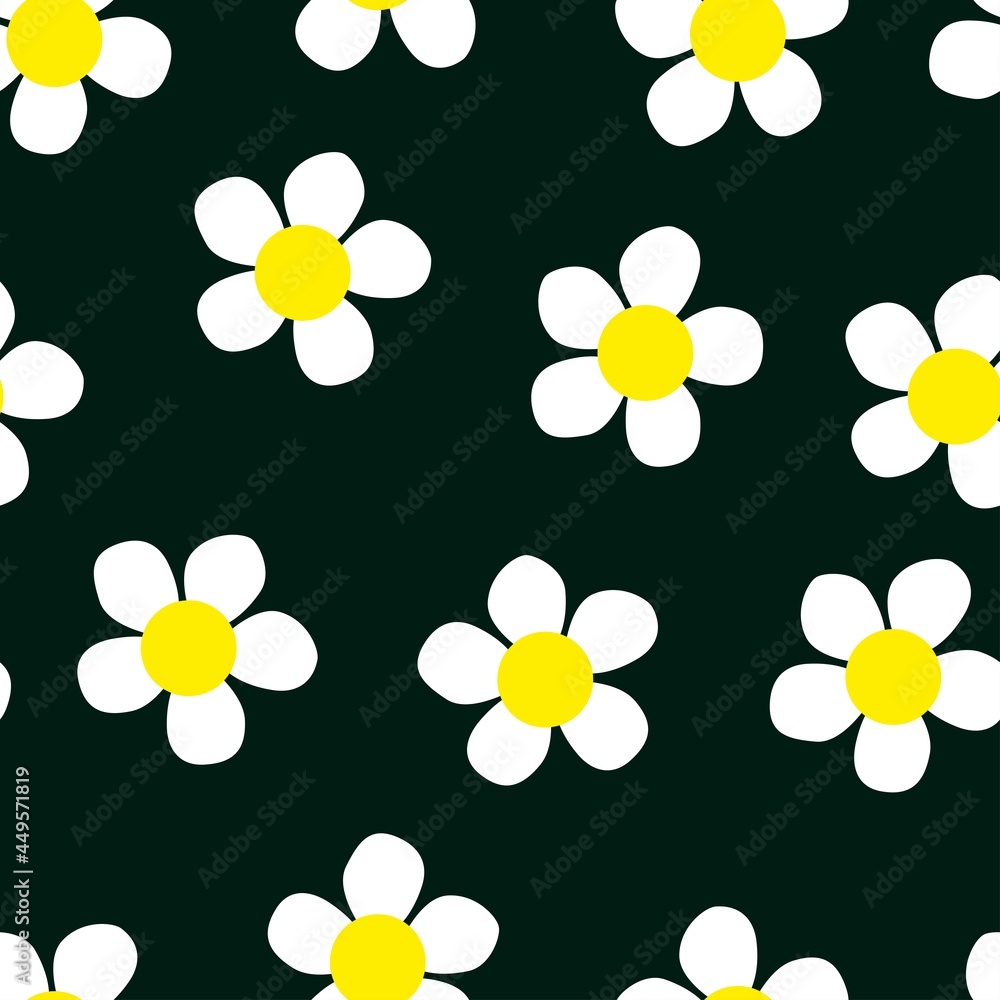 flowers seamless print. white daisies vector print for clothes or prints flowers seamless print. white daisies vector print for clothes or prints