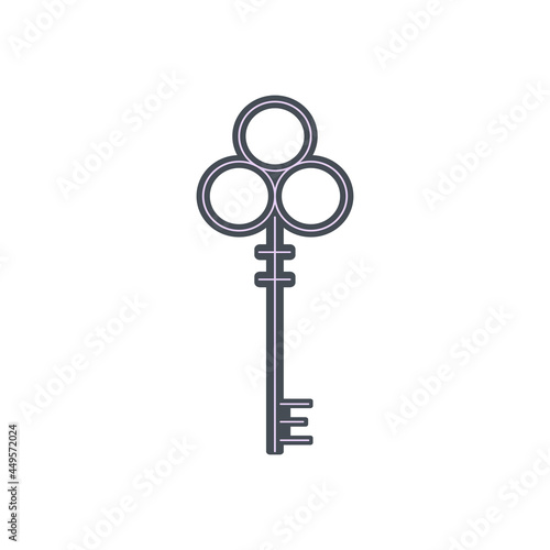 cartoon magic key isolated on white background
