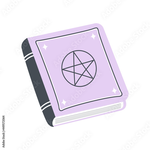 magic illustration with spell book isolated on white