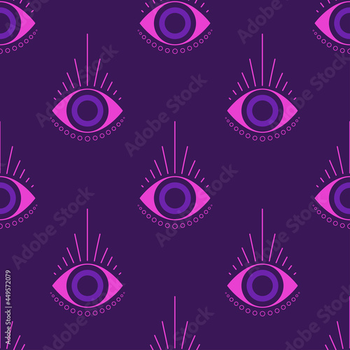 magic witchcraft seamless pattern with occult eye