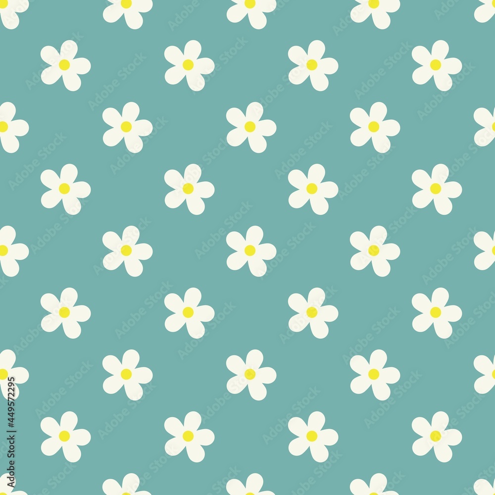 flowers seamless print. white daisies vector print for clothes or prints flowers seamless print. white daisies vector print for clothes or prints