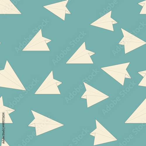 vector aircraft pattern. seamless print of paper planes for clothing or printing © keni