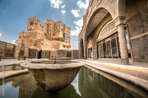 the Dar al-Hajar (Stone House), the Rock Palace in Wadi Dhahr valley, a royal palace on top of a rock built as a summer retreat near Sana'a, one of the most iconic Yemeni buildings.