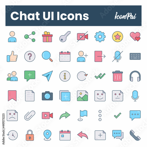 Chat app user interface icon set
