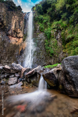 Beautiful waterfalls in Wadi Nakhlan in Al Sayani District  Ibb Governorate  Yemen.