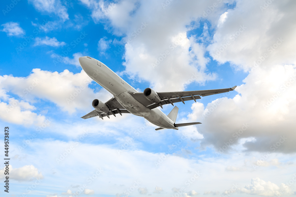 Aerial flying airplane and sky landscape close-up in China Aerial flying airplane and sky landscape close-up in China