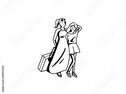 Two women going on a trip.