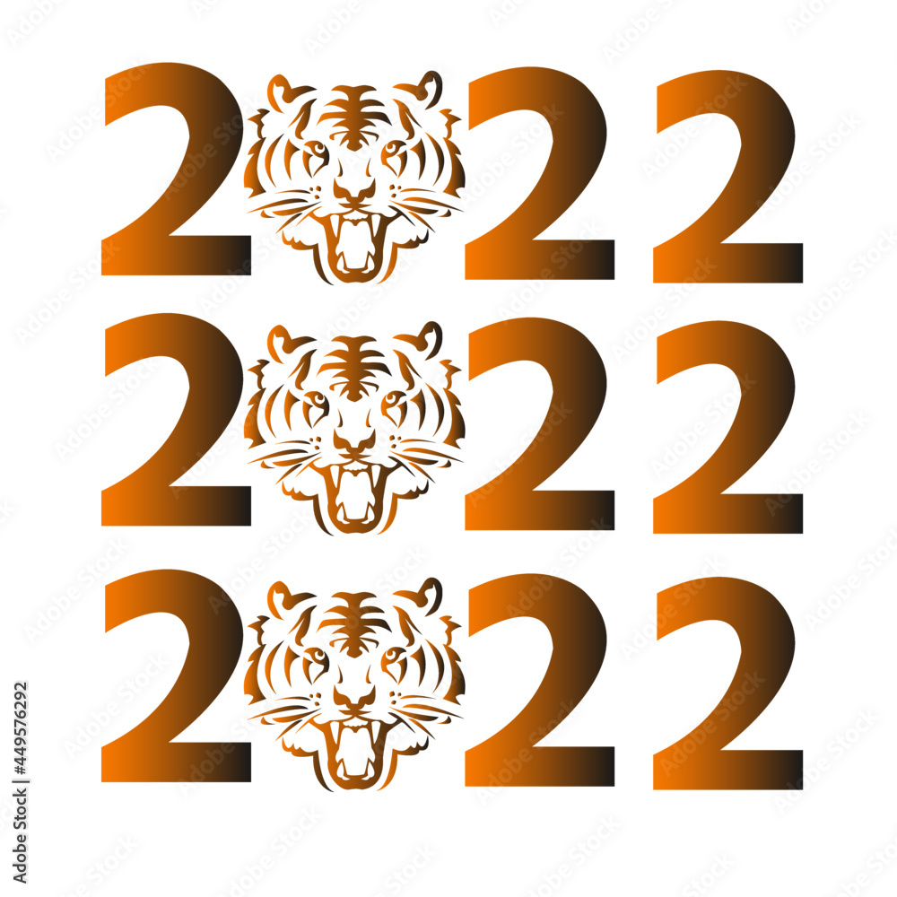 new year 2022, the year of the tiger, tiger illustration and numbers new year 2022, the year of the tiger, tiger illustration and numbers
