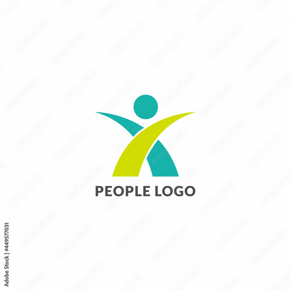 Logo Vector Modern Minimal Happy People Success Friendship Support