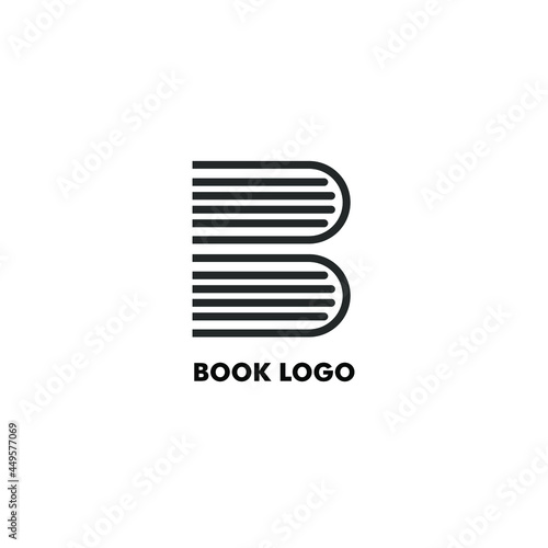 Logo Symbol Letter B Book Outline Simple Education Bookstore Template