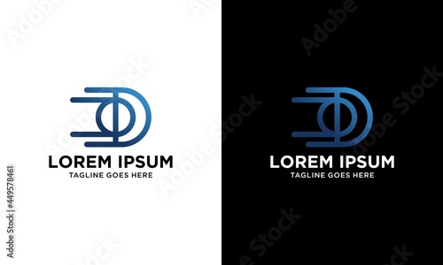 Line letter D logotype. Abstract airy moving logo icon design, creative vector sign ready symbol.