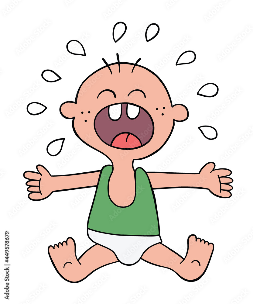Cartoon baby is crying, vector illustration Cartoon baby is crying, vector illustration