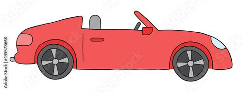 Cartoon open top luxury red car, vector illustration