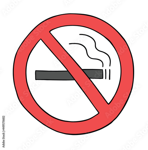 Cartoon no smoking sign, vector illustration