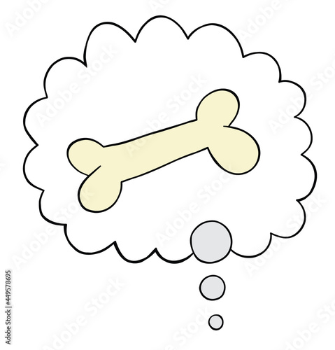 Cartoon dog dreaming of bone, vector illustration