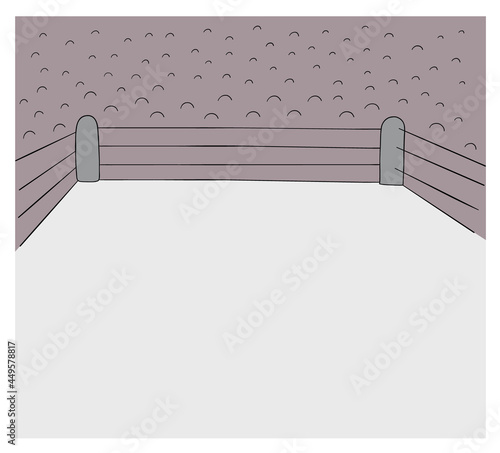 Cartoon boxing ring and fans, vector illustration