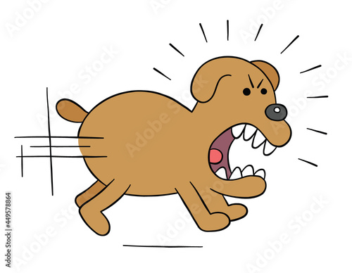 Cartoon angry dog chasing, vector illustration
