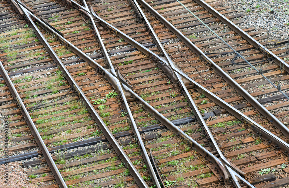 Arrows tracks with railroad sleepers Arrows tracks with railroad sleepers