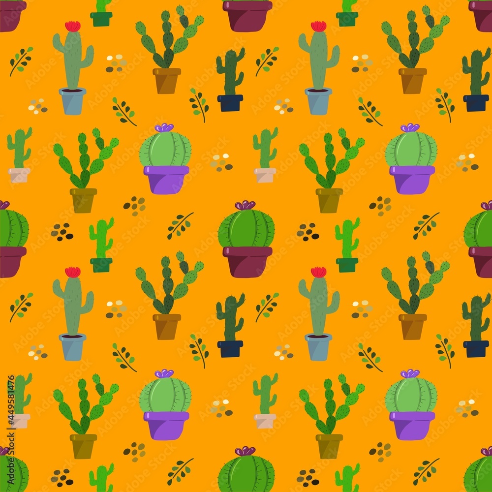 Seamless pattern with cacti . The illustration is drawn with live lines by hand in the doodle style. Design for clothing fabric and other items. Seamless pattern with cacti . The illustration is drawn with live lines by hand in the doodle style. Design for clothing fabric and other items.