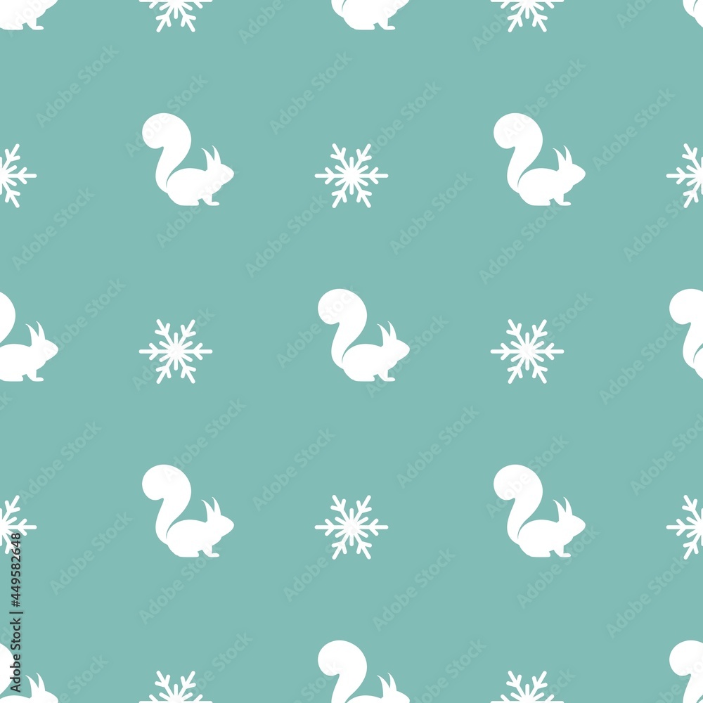 seamless chechered winter pattern with white snowflakes and squirrels. seamless chechered winter pattern with white snowflakes and squirrels.