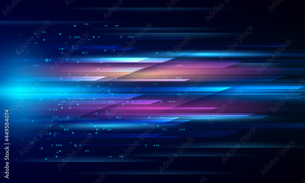Modern abstract high-speed movement. Colorful dynamic motion on blue background. Movement template for banners, presentations, flyers, posters. Vector illustration. - obrazy, fototapety, plakaty 