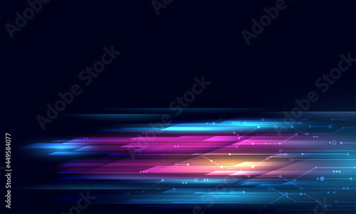 Modern abstract high-speed movement. Colourful dynamic motion on blue background. Movement template for banners, presentations, flyers, posters. Vector illustration.