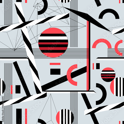 Seamless beautiful geometric graphic pattern of circles and lines