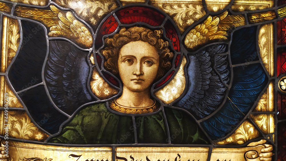 Obraz premium Mahnmal St. Nikolai Stained glass, Hamburg, Germany