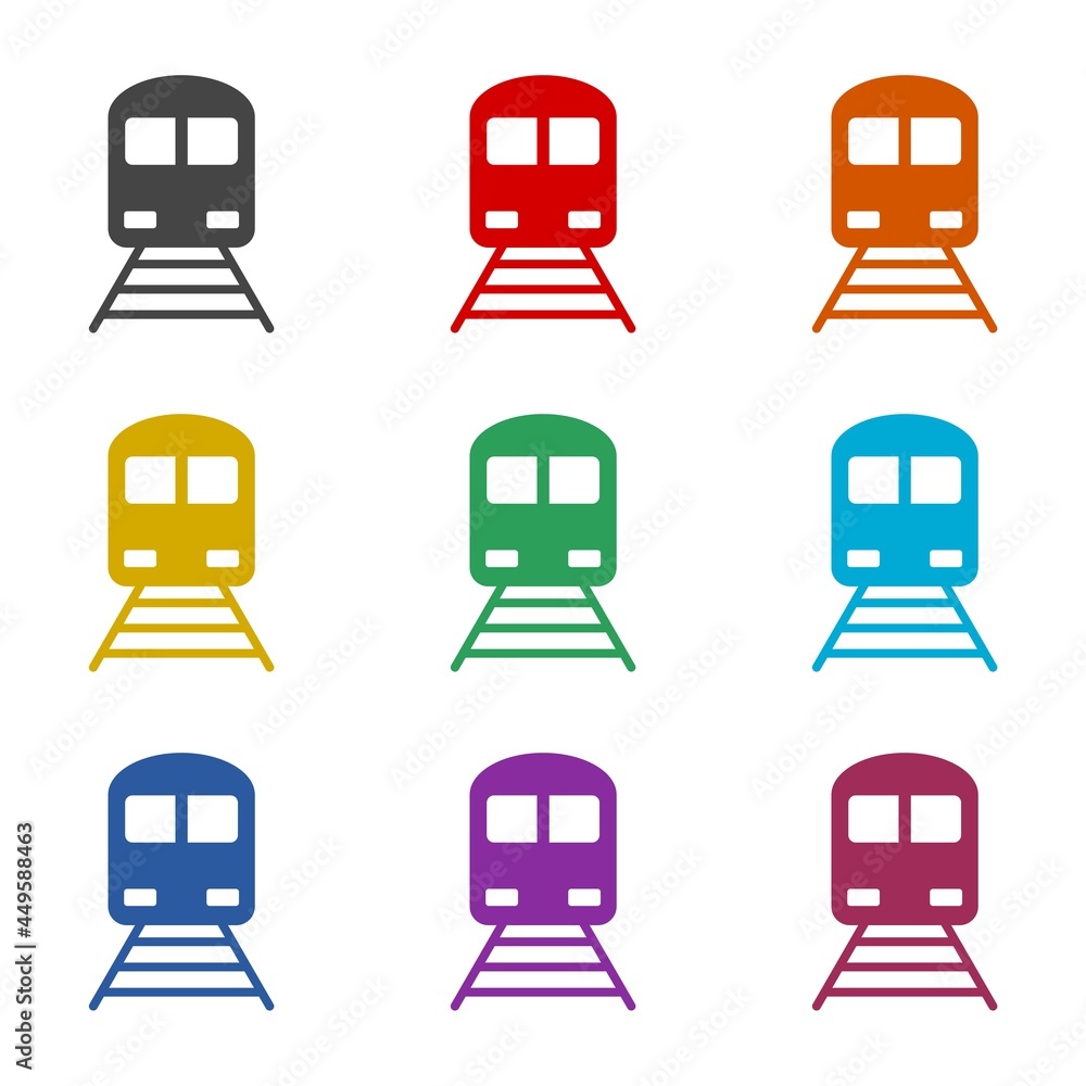 Train color icon set isolated on white background Train color icon set isolated on white background