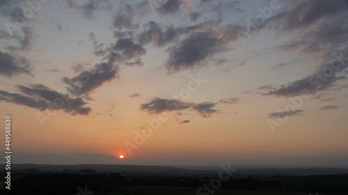 sunset over rural Northumberland  UK