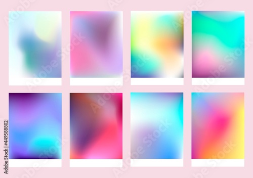 A set of gradient textures in soft, delicate retro colors. Blurring colors. Background Gradient for app design, website pages, paper and fabric prints. Vector image 