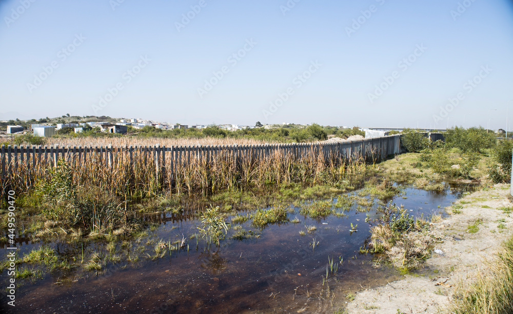 A view towards an informal settlement near Cape Town