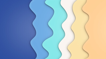 Colorful layers imitating the sea, waves and beach. Multilayered composition, summer concept. 
Design template for brochure, banner, website, flyer etc. Abstract vibrant and modern background in 4k.